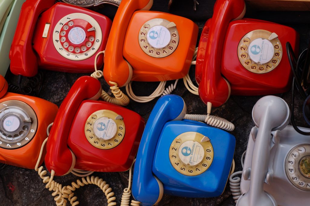 Assorted vintage rotary dial telephones